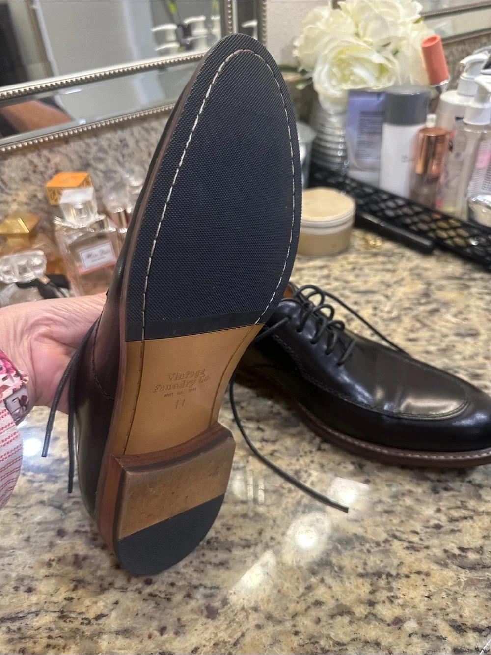 Classic Black Leather Derby Oxfords with Contrast Welt